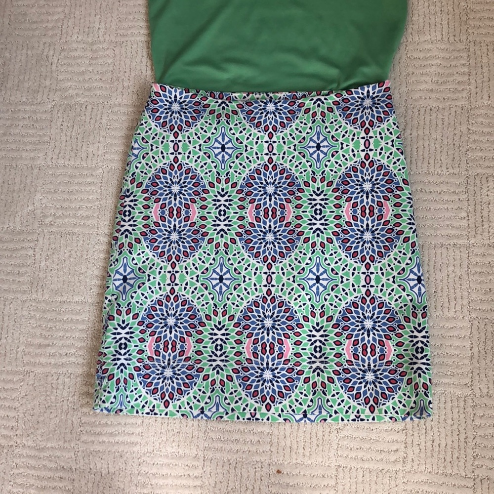 Talbots Petite Colorful Tile Design Skirt 2P